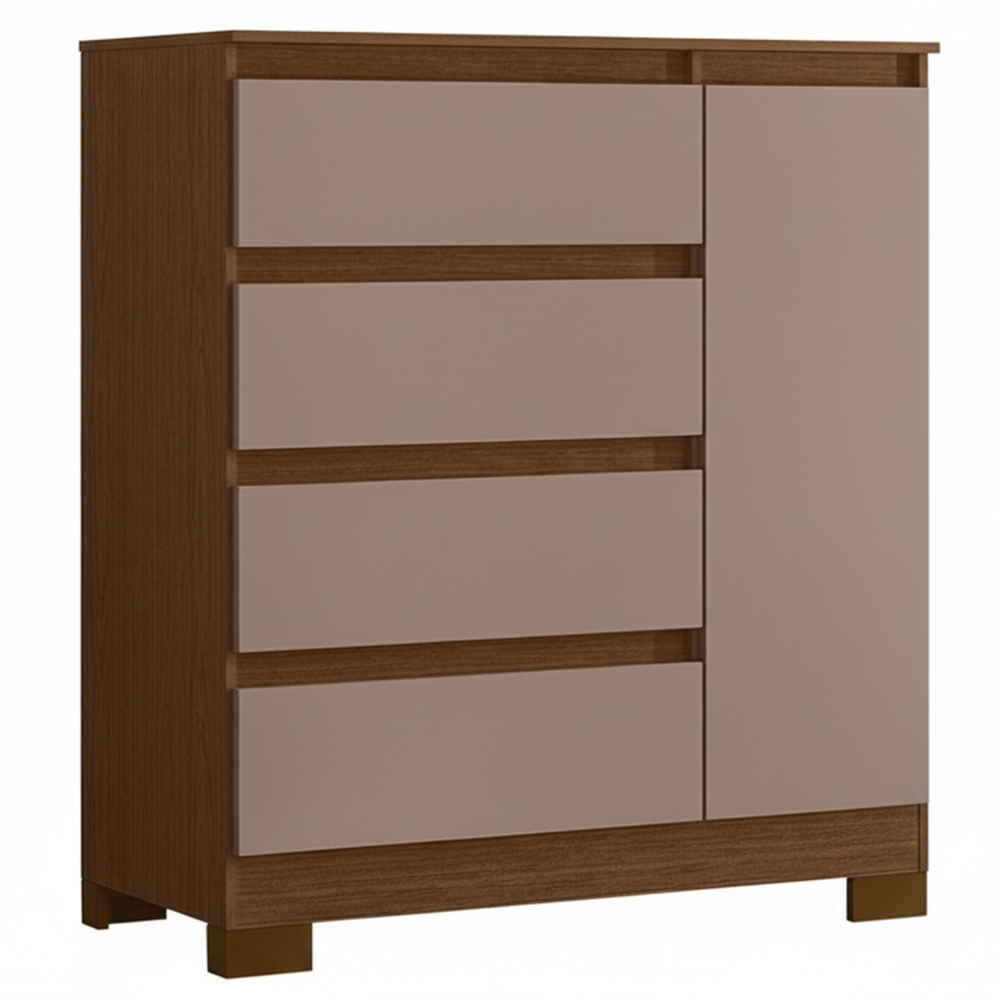 Cômoda Quarto Sapateira 84cm Lipion Nogueira/Cappuccino A02 - Mpozenato