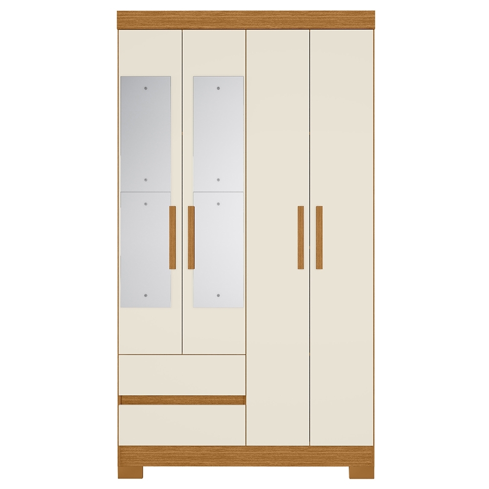 Guarda Roupa Casal 103cm  Espelho Lipion Cinamomo/Off A02 - Mpozenato