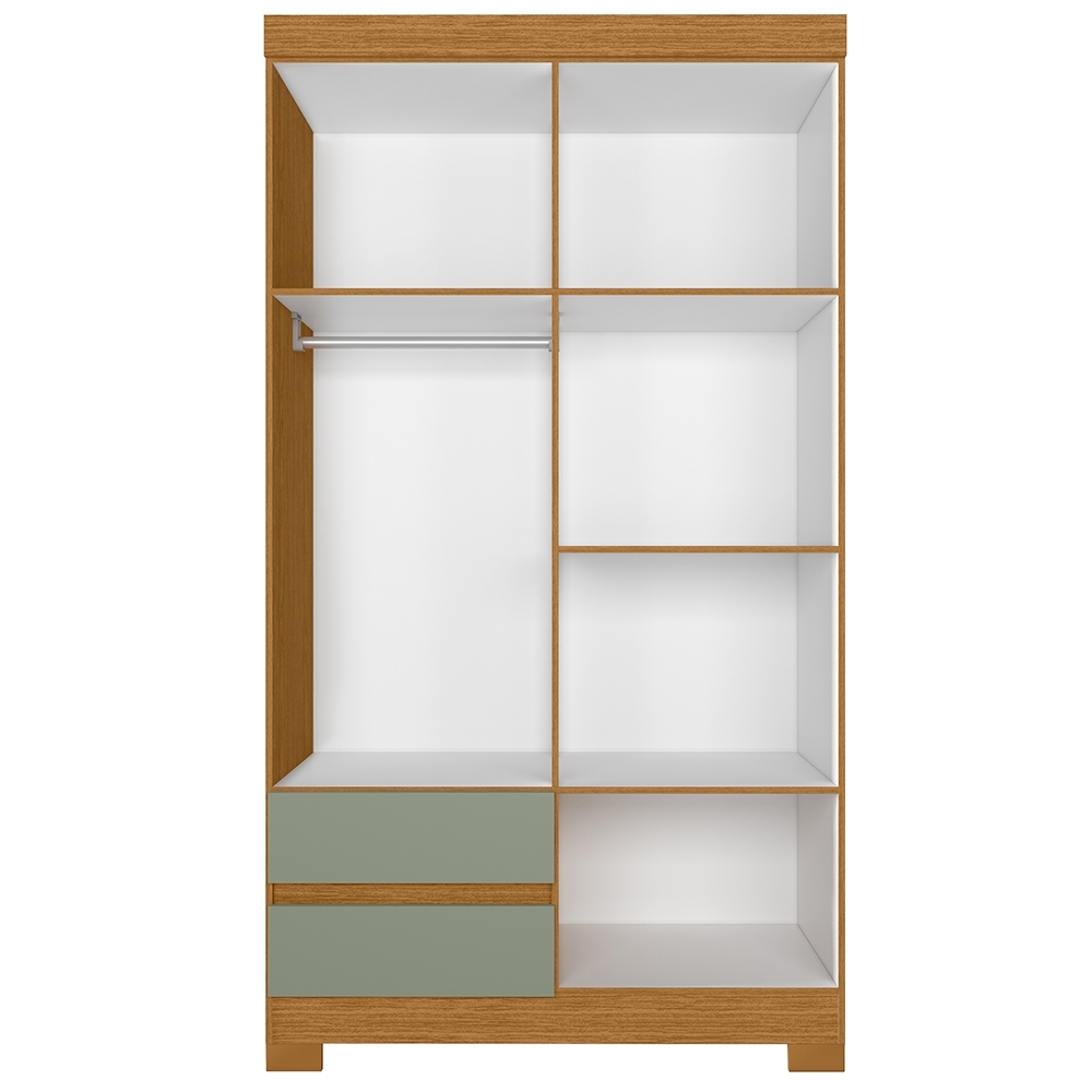 Guarda Roupa Casal 103cm  Espelho Lipion Cinamomo/Sálvia A02 - Mpozenato