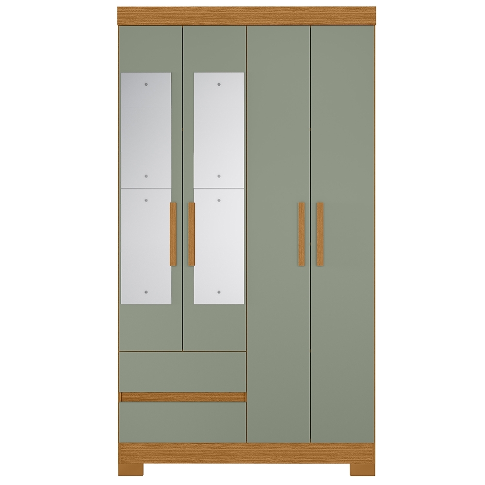 Guarda Roupa Casal 103cm  Espelho Lipion Cinamomo/Sálvia A02 - Mpozenato