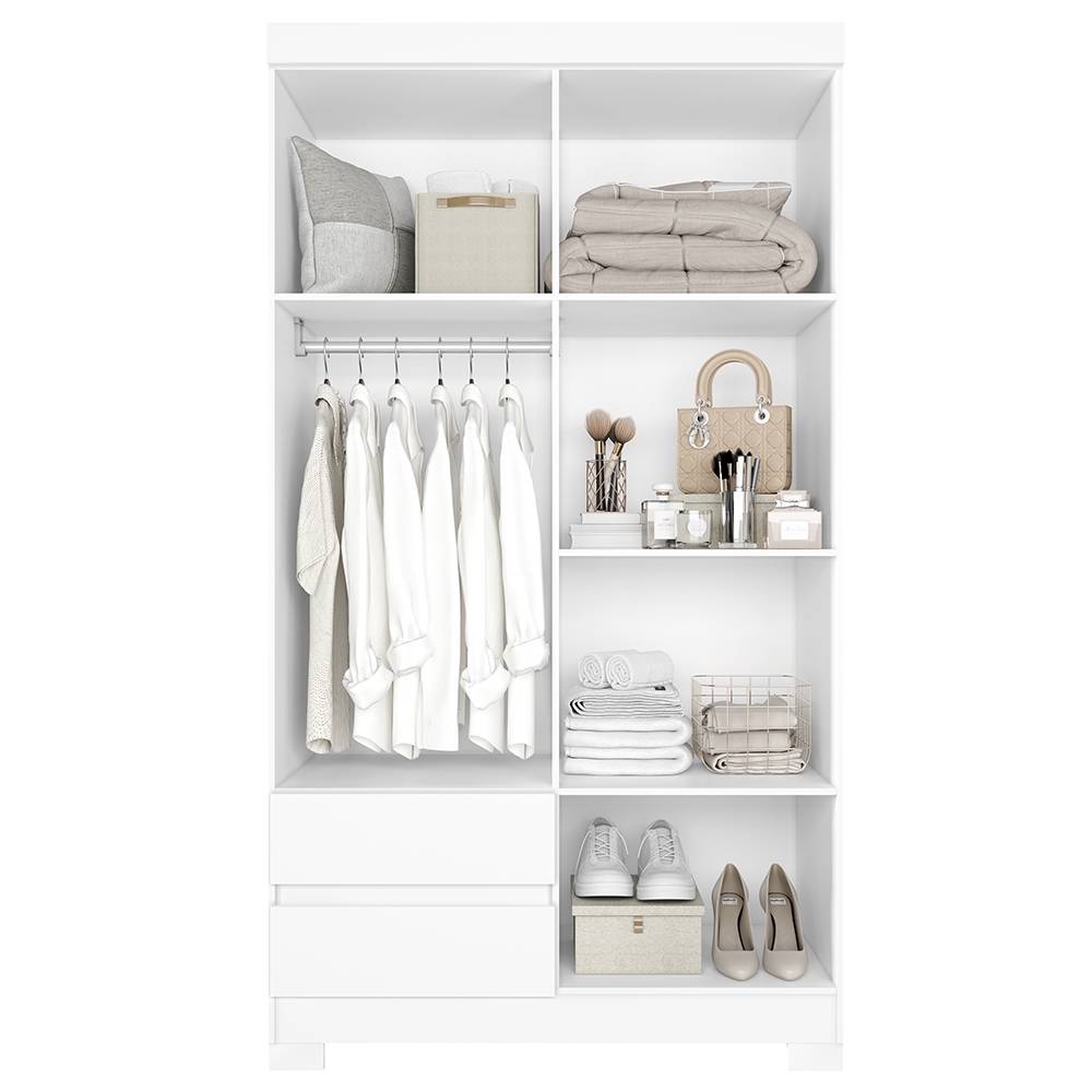 Guarda Roupa Casal 103cm  Espelho Lipion Flex Branco/Titanium/Rosa/Azul A02 - Mpozenato