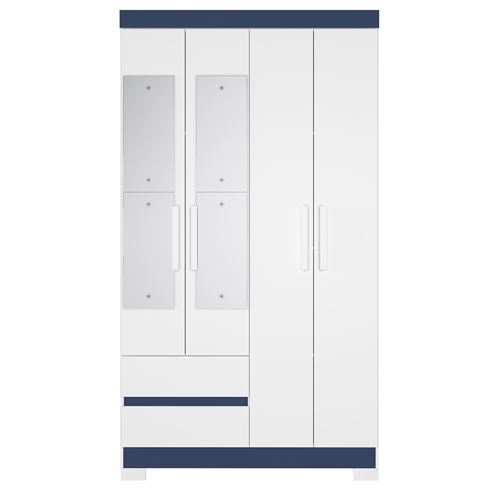 Guarda Roupa Casal 103cm  Espelho Lipion Flex Branco/Titanium/Rosa/Azul A02 - Mpozenato