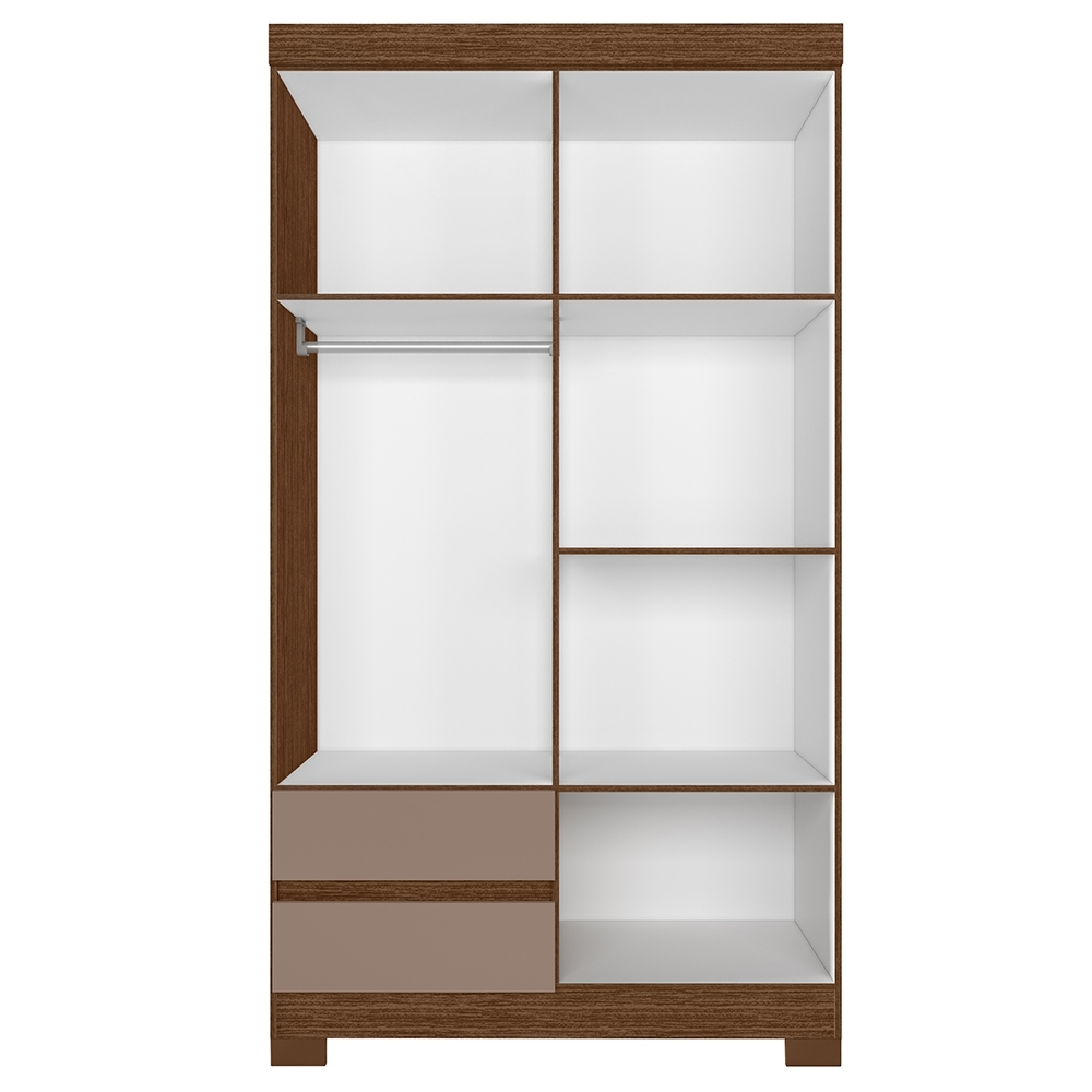 Guarda Roupa Casal 103cm  Espelho Lipion Nogueira/Cappuccino A02 - Mpozenato