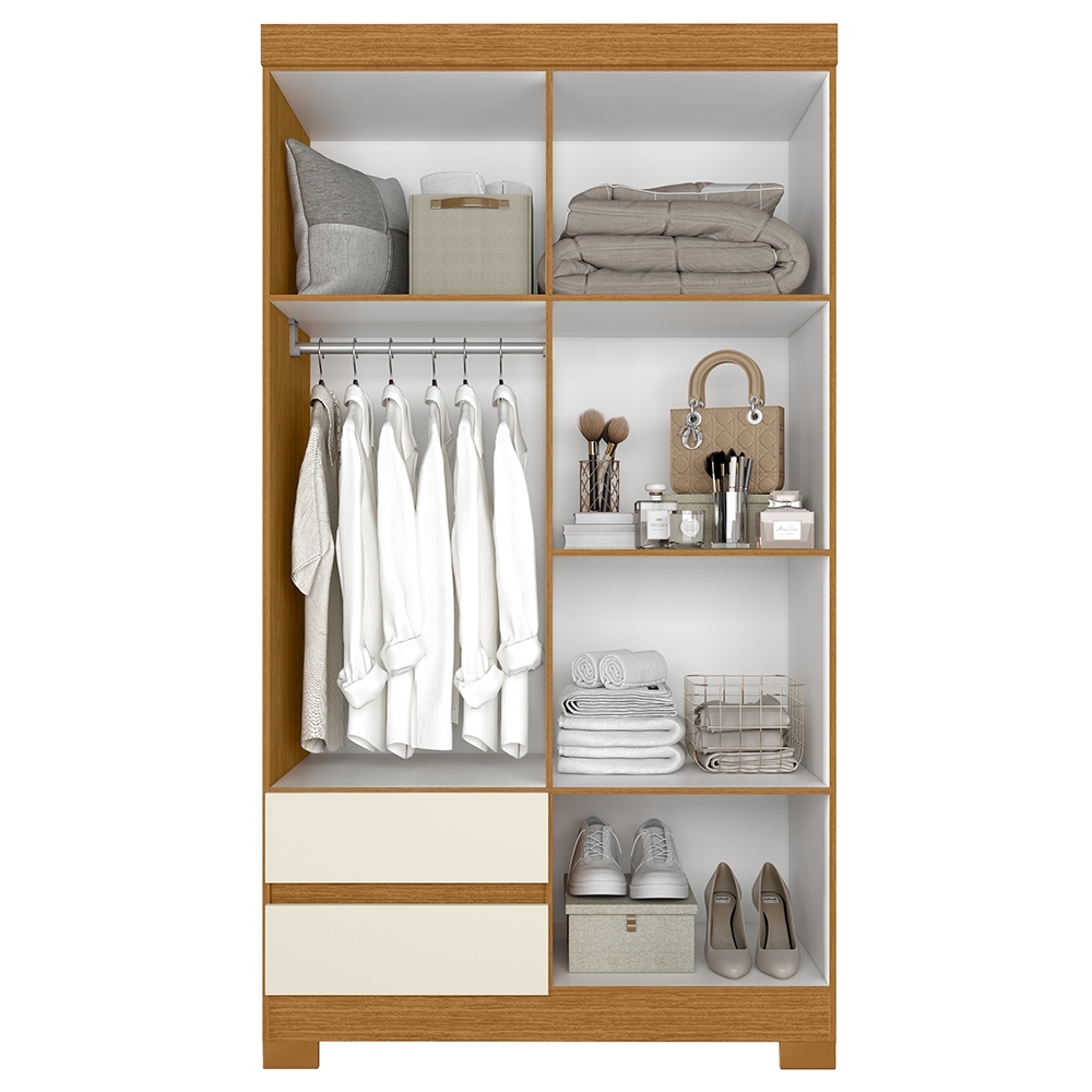 Guarda Roupa Casal 103cm 4 Portas Lipion Cinamomo/Off A02 - Mpozenato