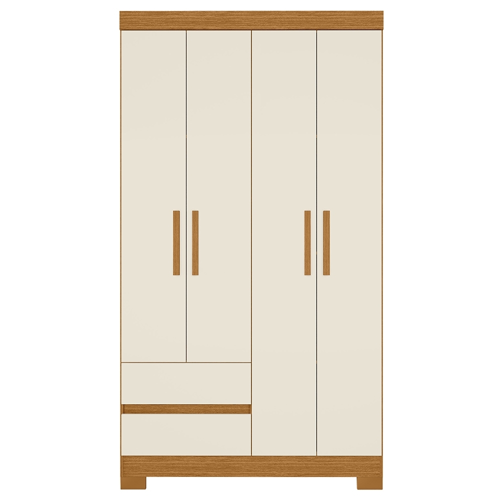 Guarda Roupa Casal 103cm 4 Portas Lipion Cinamomo/Off A02 - Mpozenato
