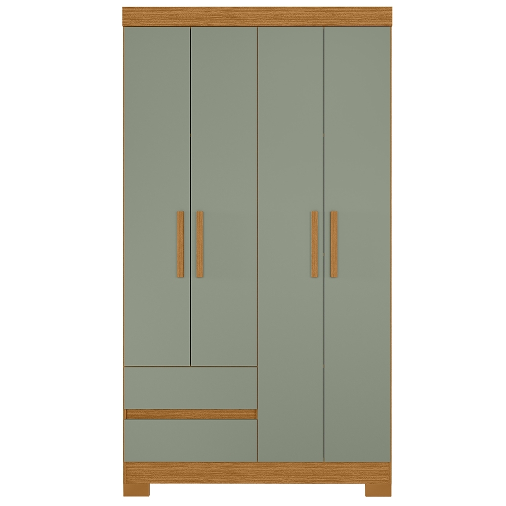 Guarda Roupa Casal 103cm 4 Portas Lipion Cinamomo/Sálvia A02 - Mpozenato
