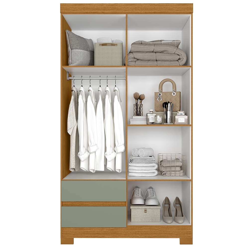 Guarda Roupa Casal 103cm 4 Portas Lipion Cinamomo/Sálvia A02 - Mpozenato