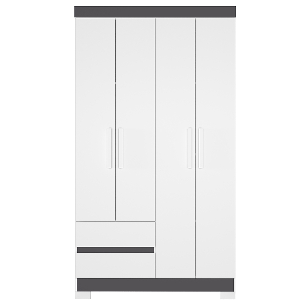 Guarda Roupa Casal 103cm 4 Portas Lipion Flex Branco/Titanium/Rosa/Azul A02 - Mpozenato