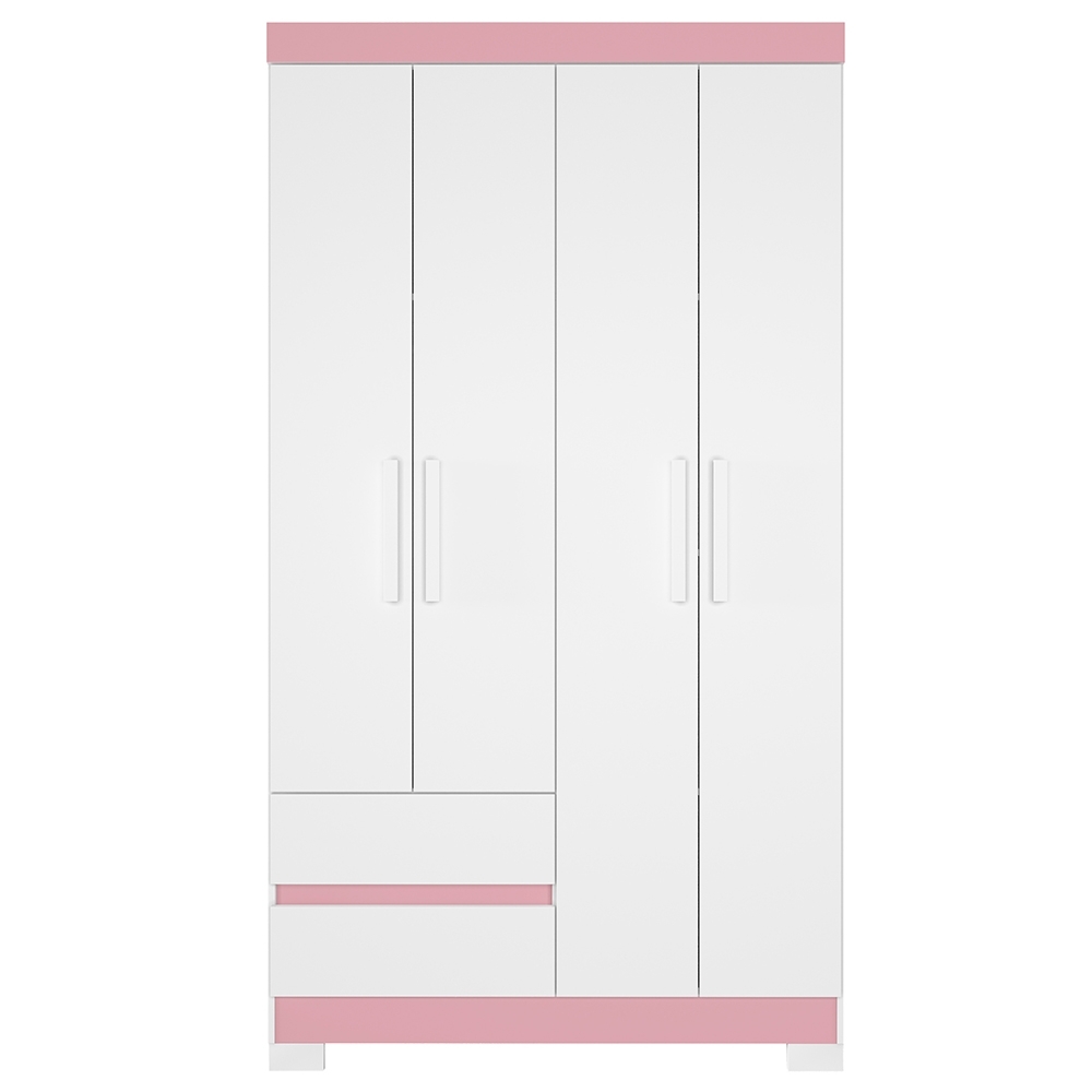 Guarda Roupa Casal 103cm 4 Portas Lipion Flex Branco/Titanium/Rosa/Azul A02 - Mpozenato