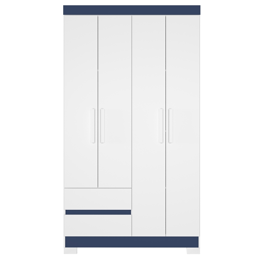 Guarda Roupa Casal 103cm 4 Portas Lipion Flex Branco/Titanium/Rosa/Azul A02 - Mpozenato