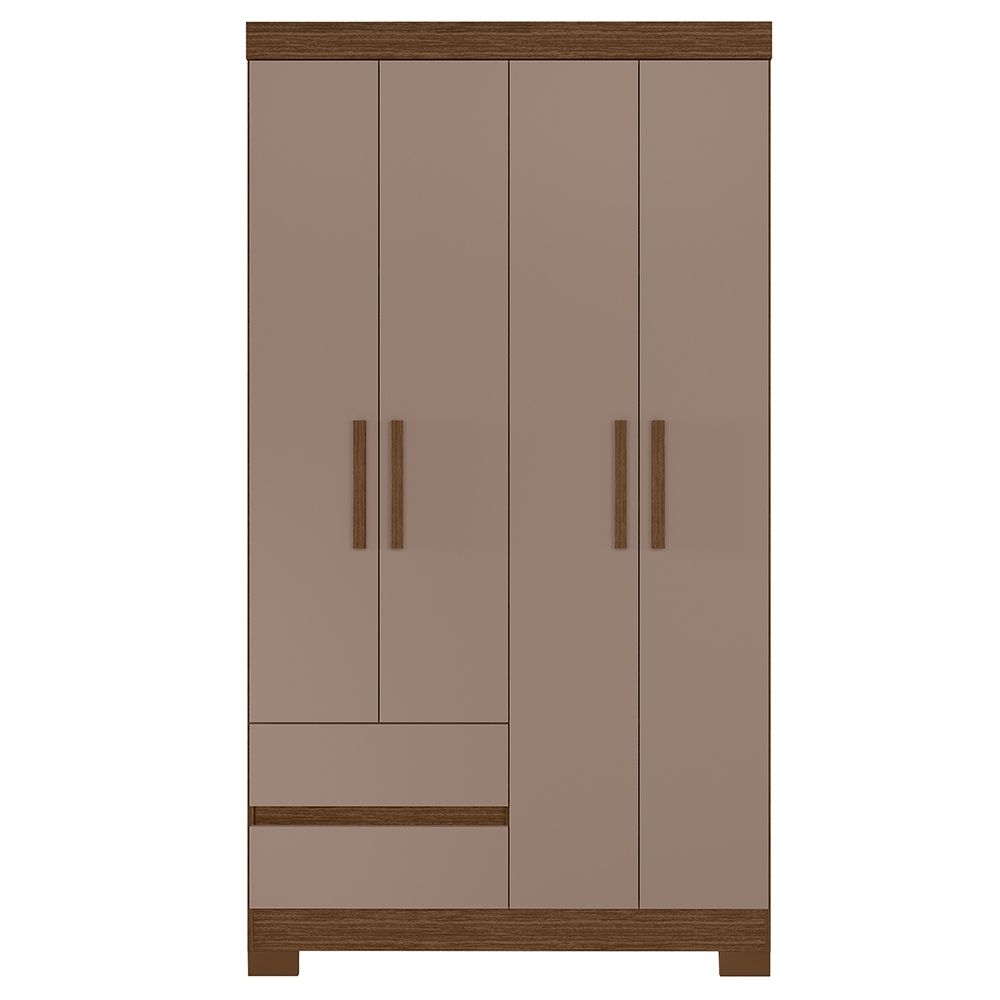 Guarda Roupa Casal 103cm 4 Portas Lipion Nogueira/Cappuccino A02 - Mpozenato