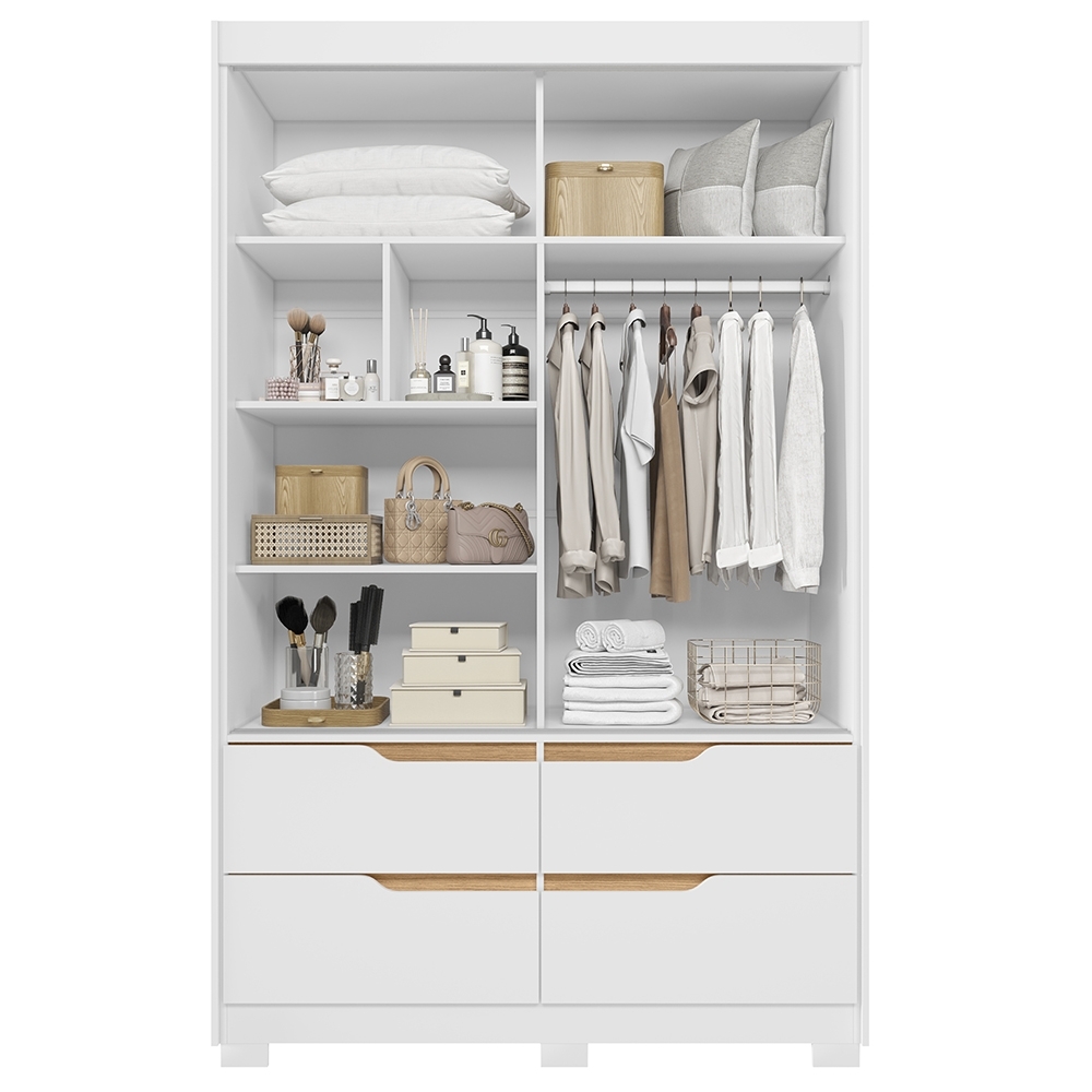 Guarda Roupa Casal 136cm 2 Portas Solare Branco/Freijó A02 - Mpozenato