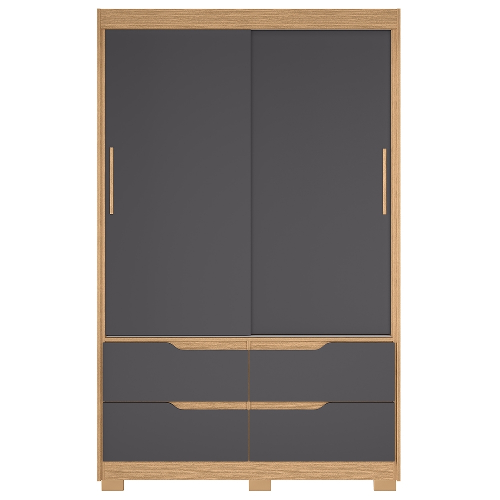 Guarda Roupa Casal 136cm 2 Portas Solare Freijó/Titanium A02 - Mpozenato