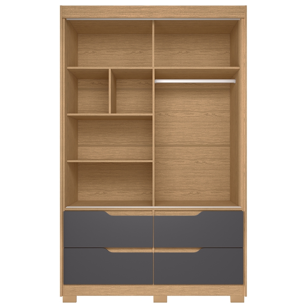 Guarda Roupa Casal 136cm 2 Portas Solare Freijó/Titanium A02 - Mpozenato