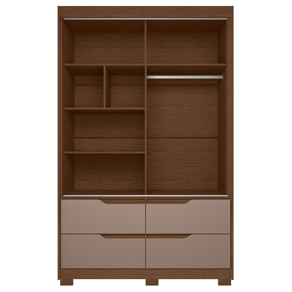 Guarda Roupa Casal 136cm 2 Portas Solare Nogueira/Cappuccino A02 - Mpozenato