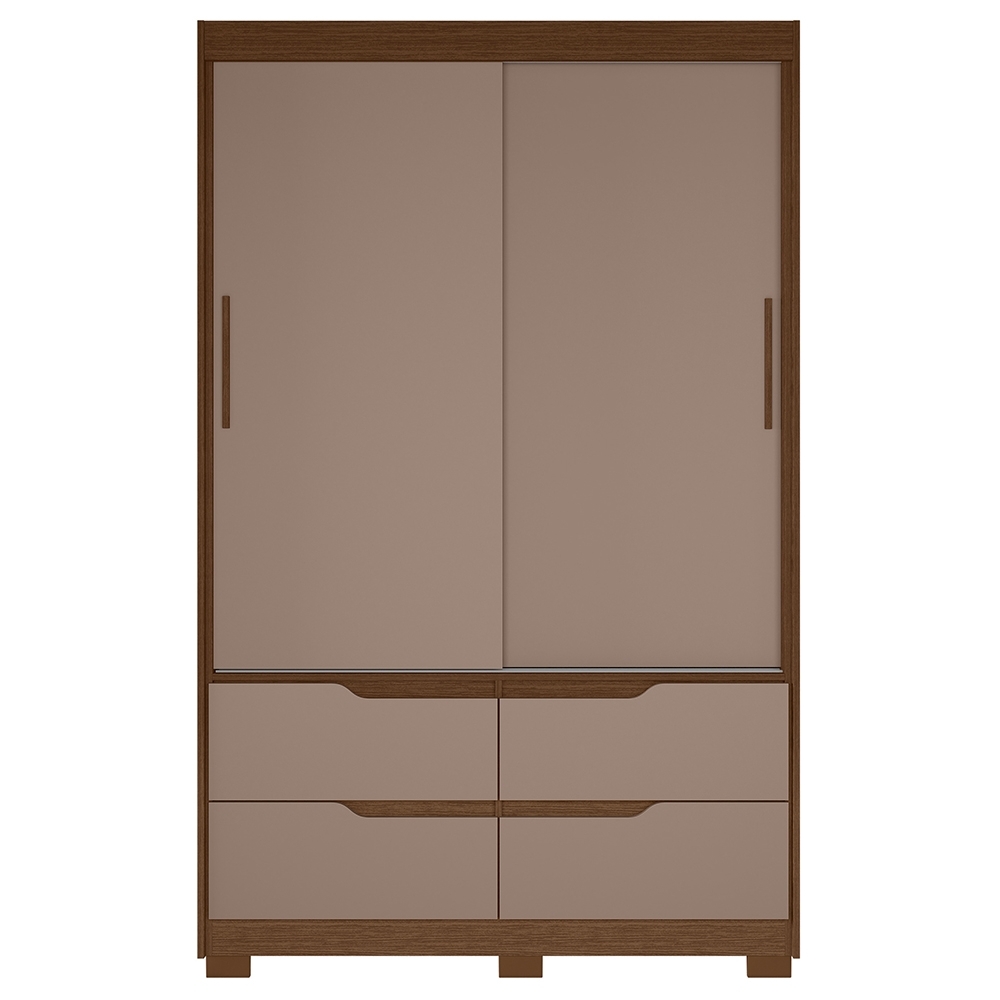 Guarda Roupa Casal 136cm 2 Portas Solare Nogueira/Cappuccino A02 - Mpozenato