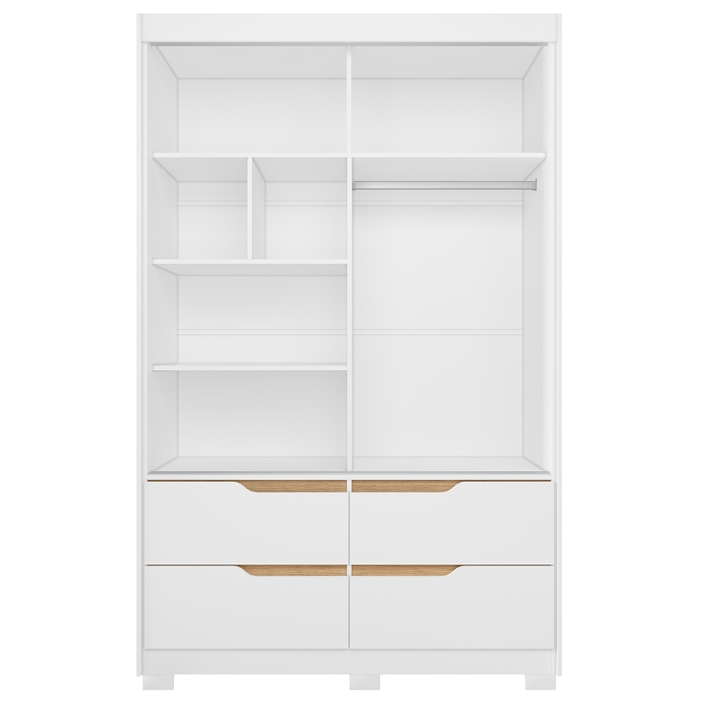 Guarda Roupa Casal 136cm Com Espelho Solare Branco/Freijó A02 - Mpozenato