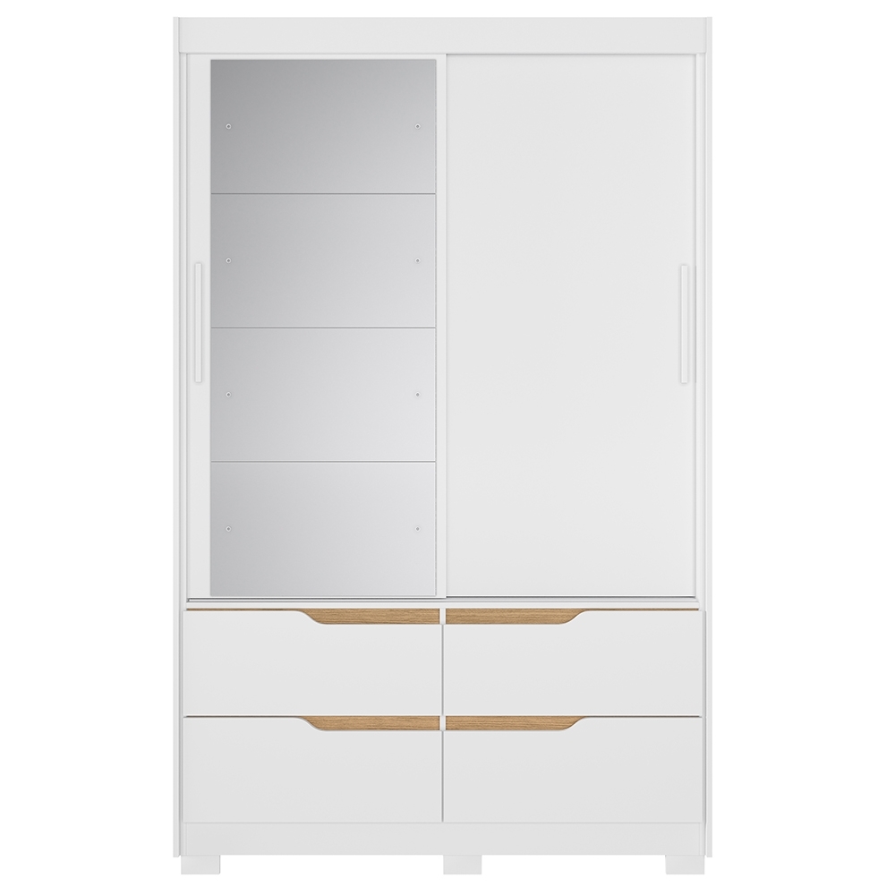 Guarda Roupa Casal 136cm Com Espelho Solare Branco/Freijó A02 - Mpozenato
