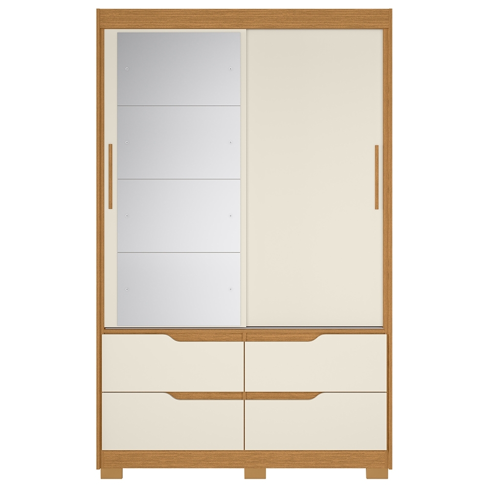 Guarda Roupa Casal 136cm Com Espelho Solare Cinamomo/Off A02 - Mpozenato