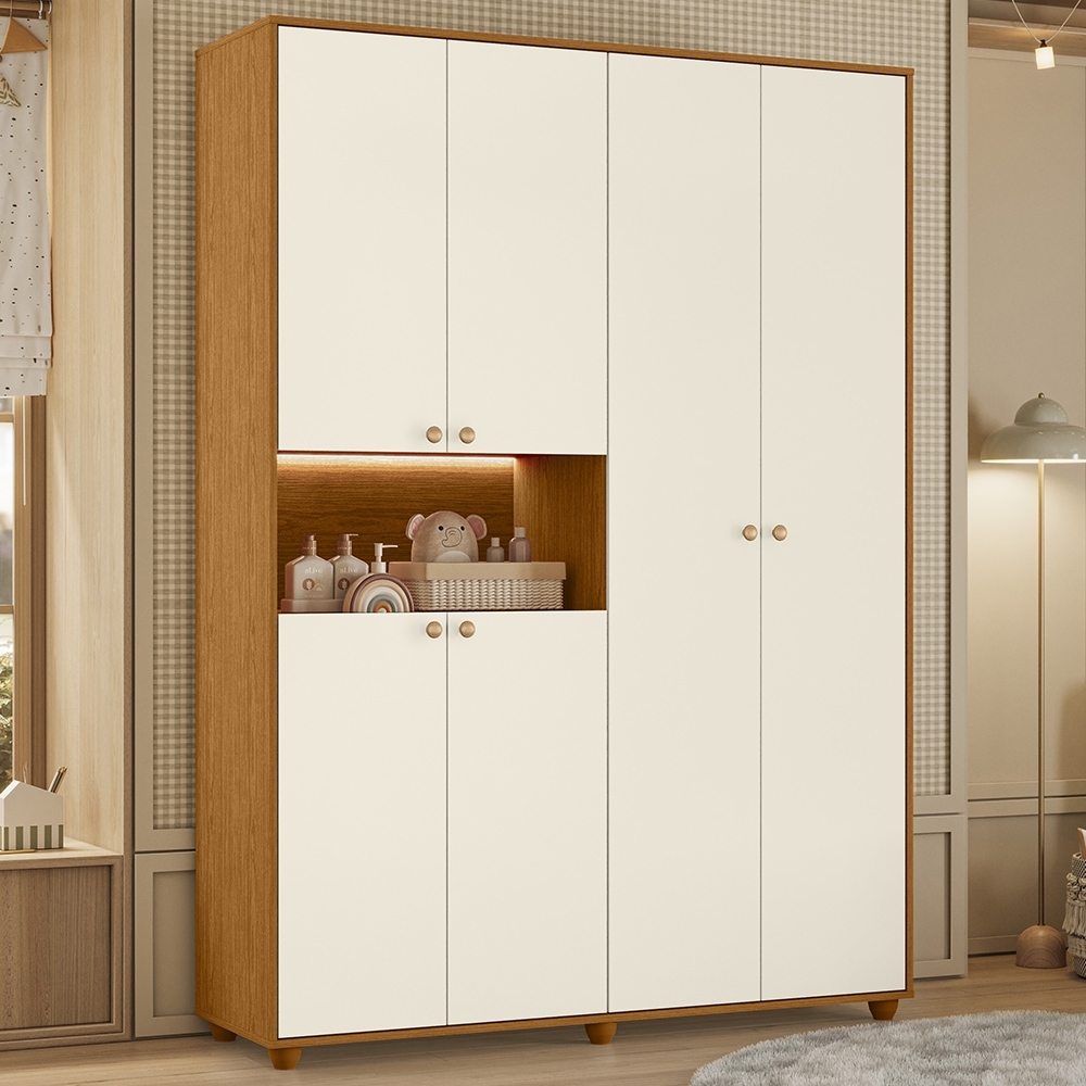 Guarda Roupa Casal 150cm 6 Portas Vittara Cinamomo/Off A02 - Mpozenato