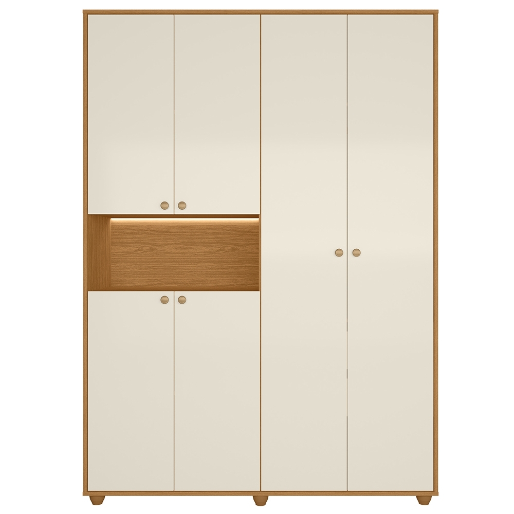 Guarda Roupa Casal 150cm 6 Portas Vittara Cinamomo/Off A02 - Mpozenato