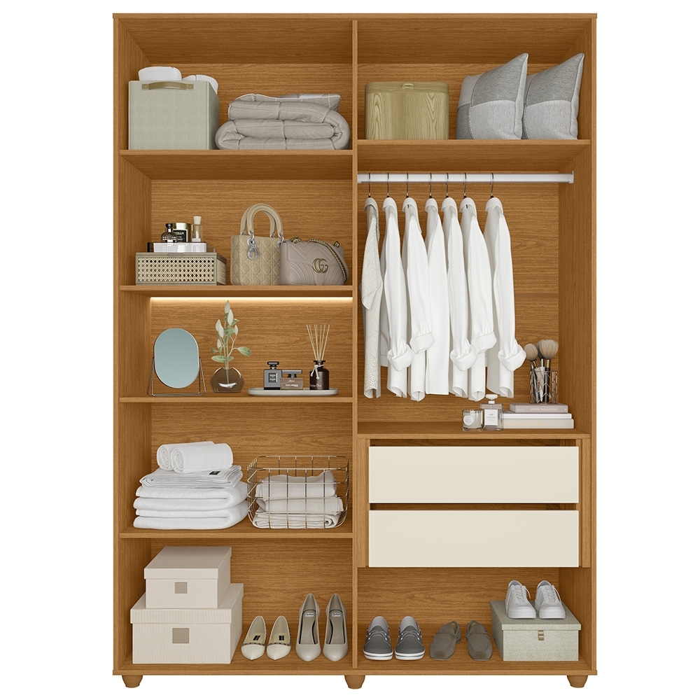 Guarda Roupa Casal 150cm 6 Portas Vittara Cinamomo/Off A02 - Mpozenato