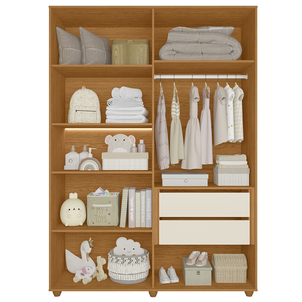 Guarda Roupa Casal 150cm 6 Portas Vittara Cinamomo/Off A02 - Mpozenato