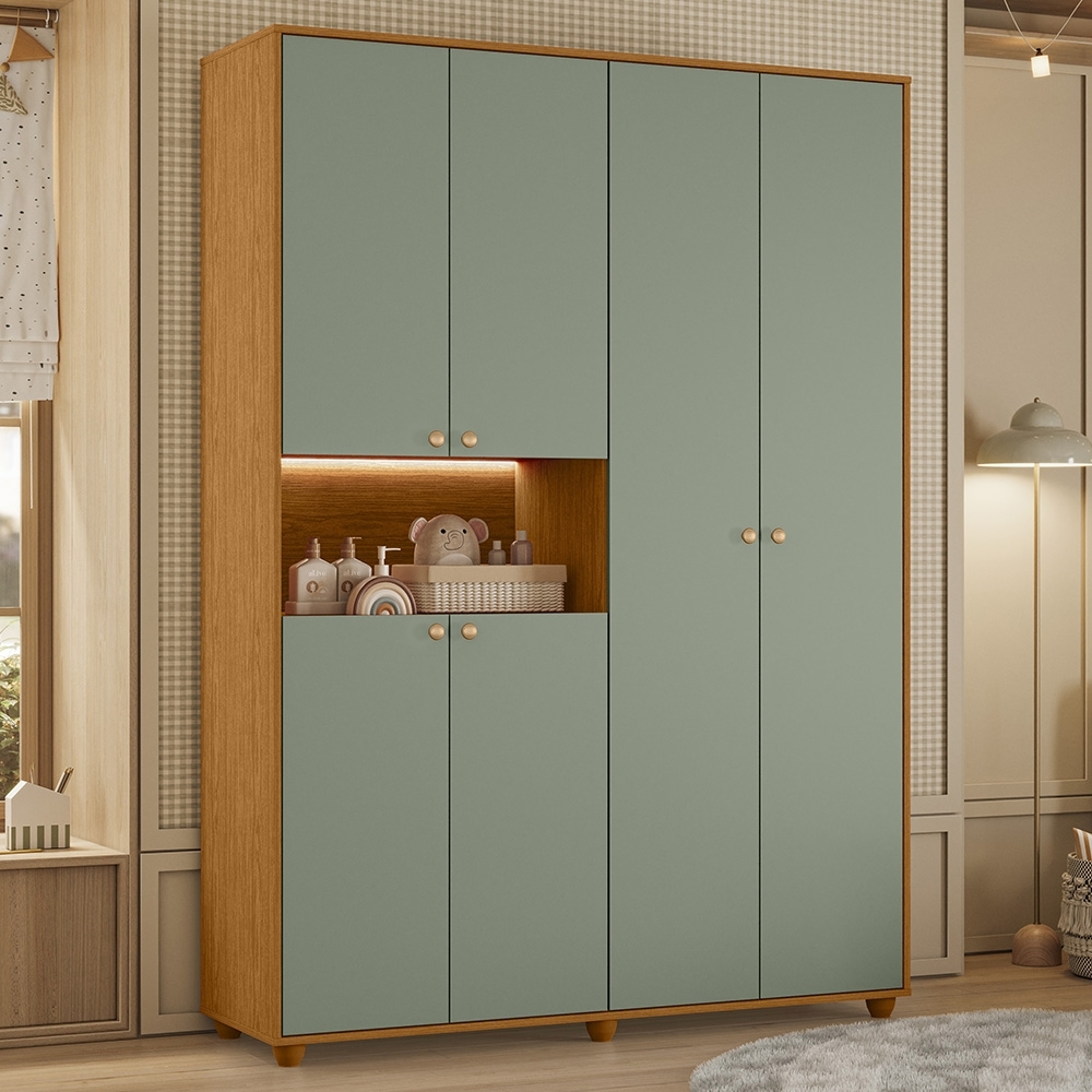 Guarda Roupa Casal 150cm 6 Portas Vittara Cinamomo/Sálvia A02 - Mpozenato