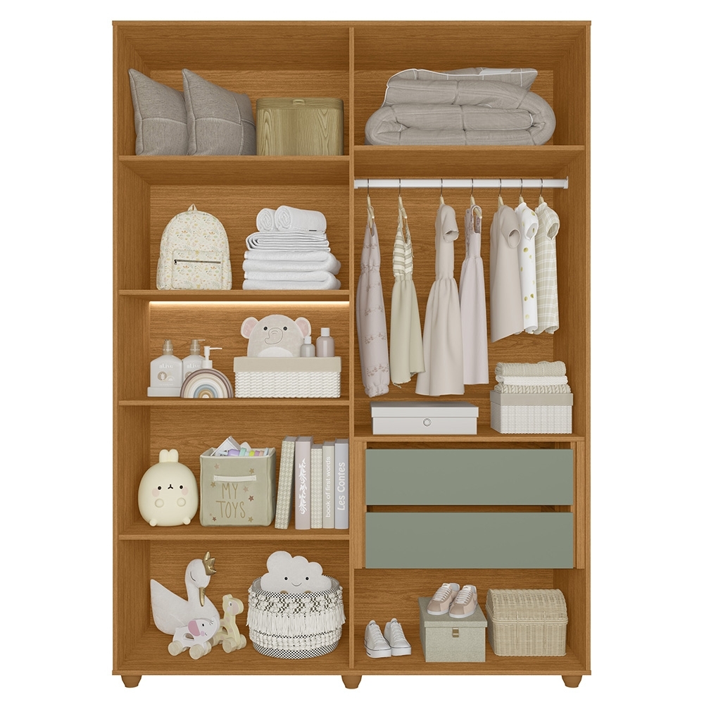 Guarda Roupa Casal 150cm 6 Portas Vittara Cinamomo/Sálvia A02 - Mpozenato