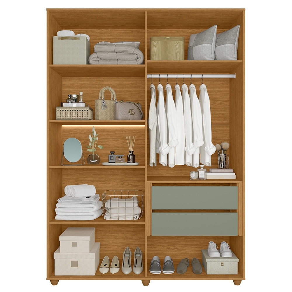 Guarda Roupa Casal 150cm 6 Portas Vittara Cinamomo/Sálvia A02 - Mpozenato
