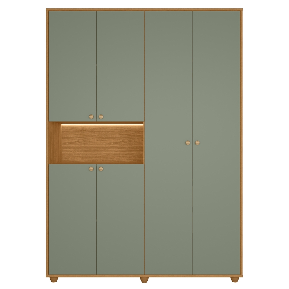 Guarda Roupa Casal 150cm 6 Portas Vittara Cinamomo/Sálvia A02 - Mpozenato