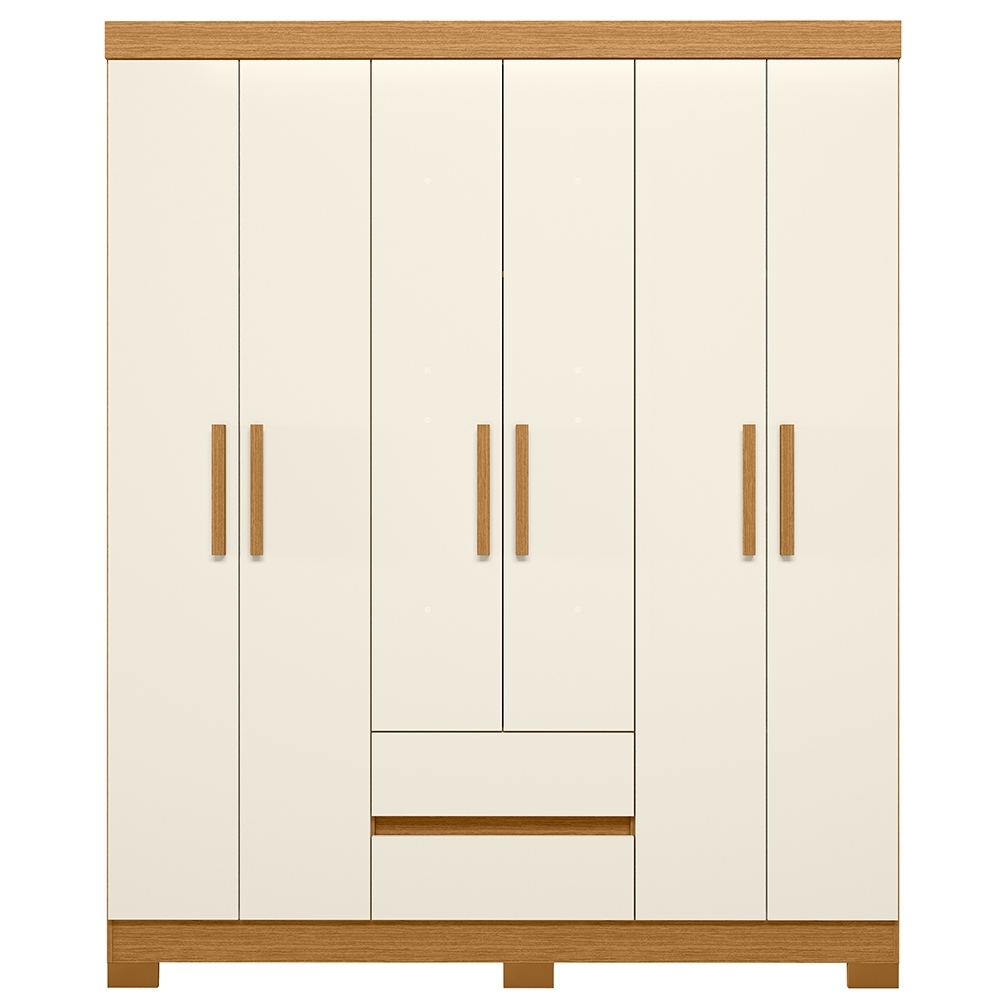 Guarda Roupa Casal 154cm 6 Portas Lipion Cinamomo/Off A02 - Mpozenato