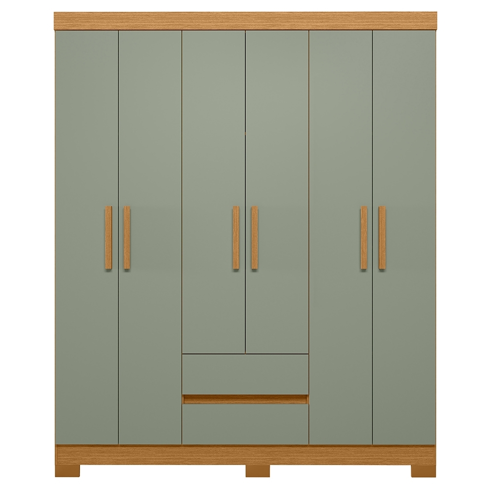 Guarda Roupa Casal 154cm 6 Portas Lipion Cinamomo/Sálvia A02 - Mpozenato