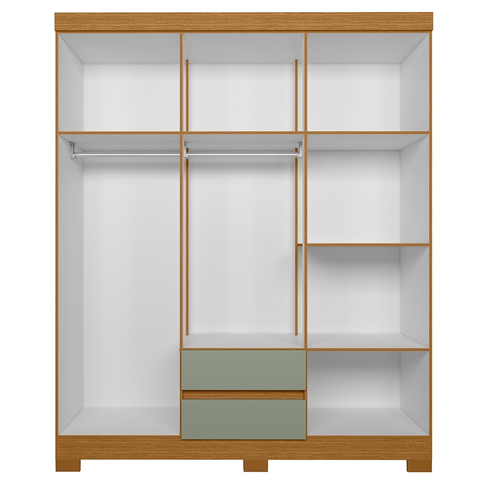 Guarda Roupa Casal 154cm 6 Portas Lipion Cinamomo/Sálvia A02 - Mpozenato