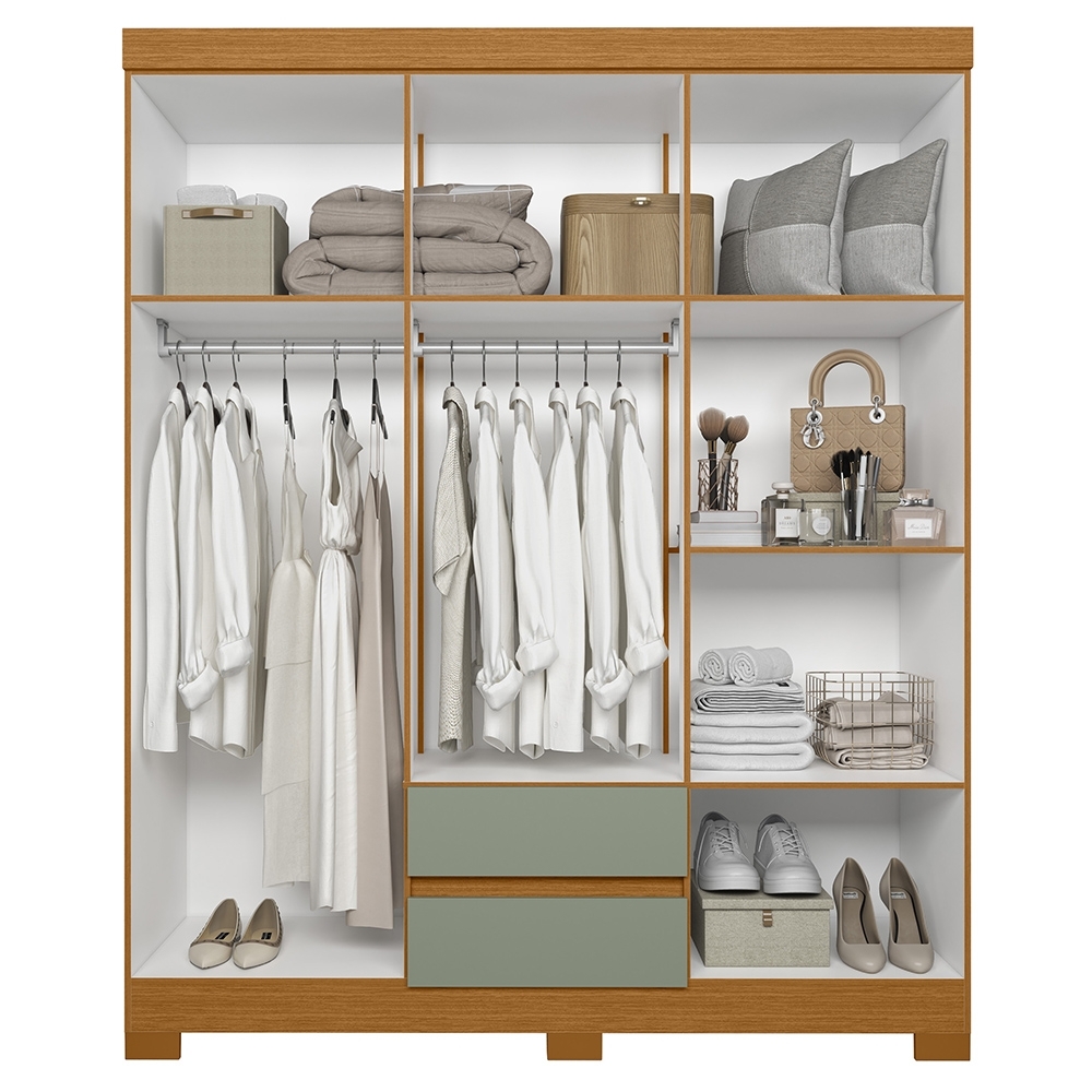 Guarda Roupa Casal 154cm 6 Portas Lipion Cinamomo/Sálvia A02 - Mpozenato