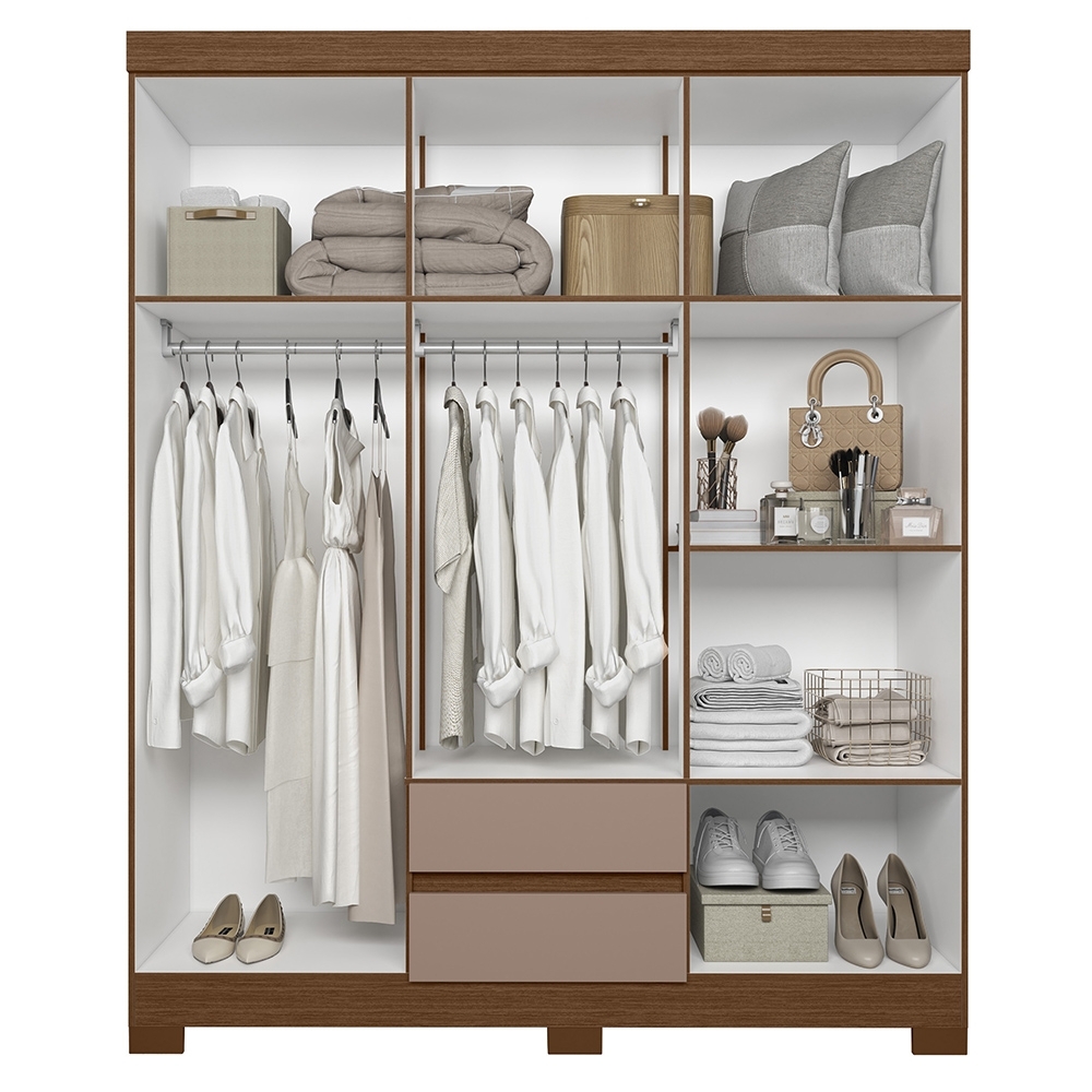 Guarda Roupa Casal 154cm 6 Portas Lipion Nogueira/Cappuccino A02 - Mpozenato