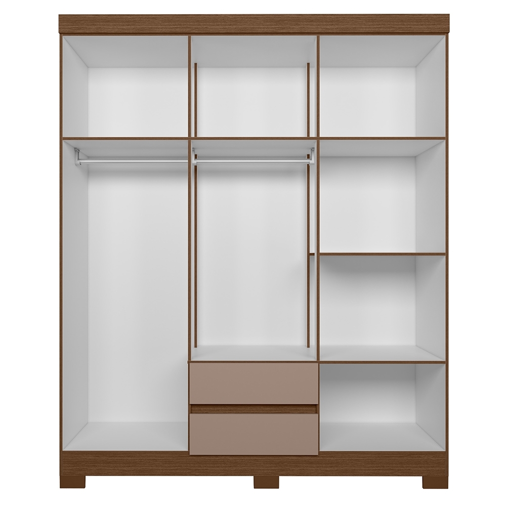 Guarda Roupa Casal 154cm 6 Portas Lipion Nogueira/Cappuccino A02 - Mpozenato