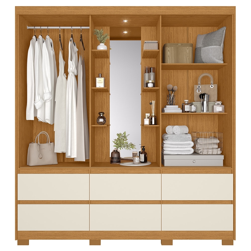 Guarda Roupa Casal 193cm 2 Portas Selene Cinamomo/Off A02 - Mpozenato