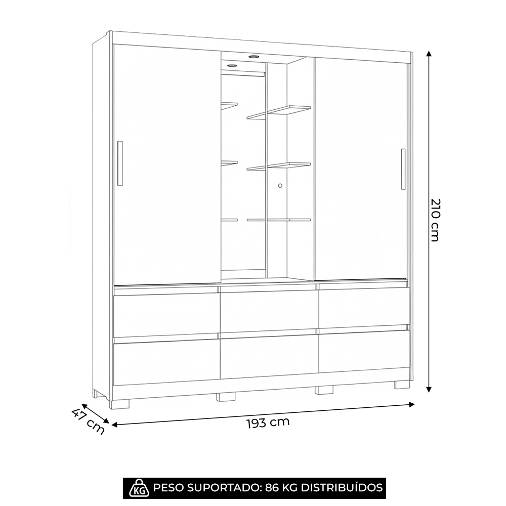Guarda Roupa Casal 193cm 2 Portas Selene Cinamomo/Off A02 - Mpozenato