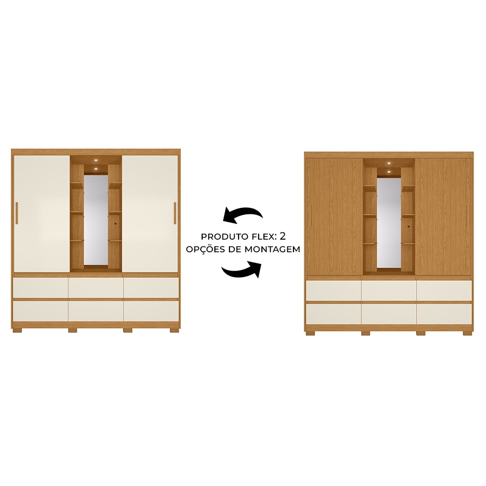 Guarda Roupa Casal 193cm 2 Portas Selene Cinamomo/Off A02 - Mpozenato