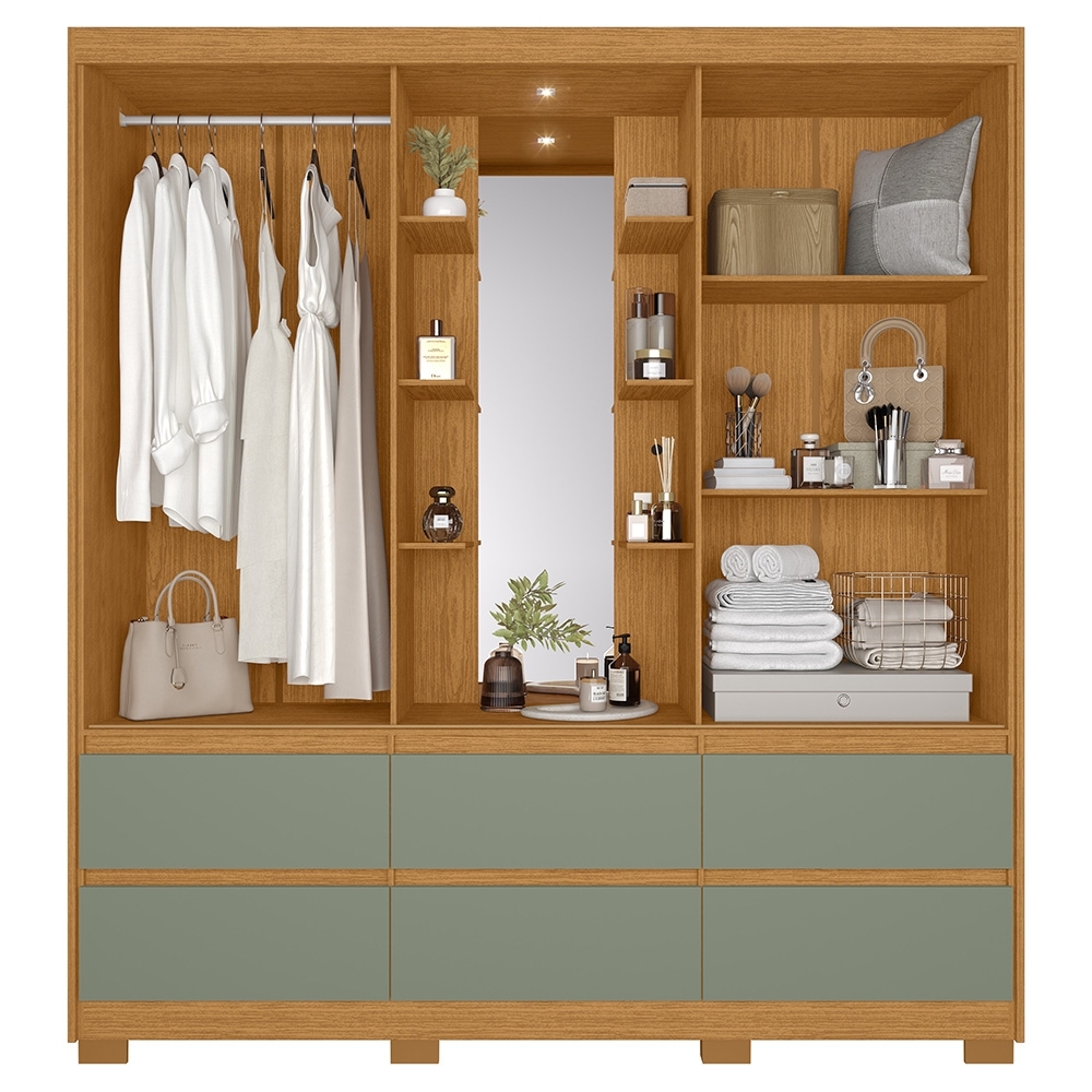 Guarda Roupa Casal 193cm 2 Portas Selene Cinamomo/Sálvia A02 - Mpozenato