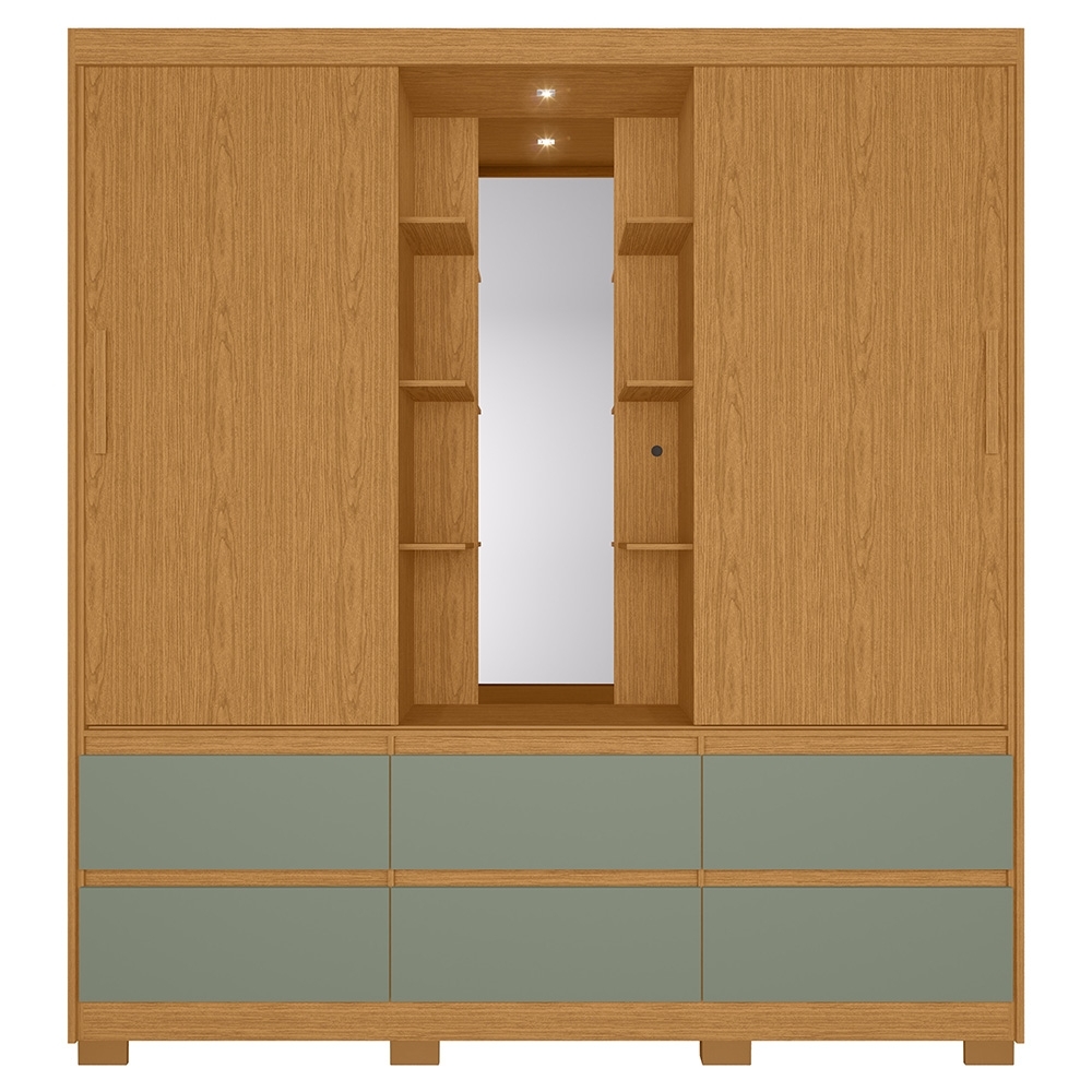 Guarda Roupa Casal 193cm 2 Portas Selene Cinamomo/Sálvia A02 - Mpozenato