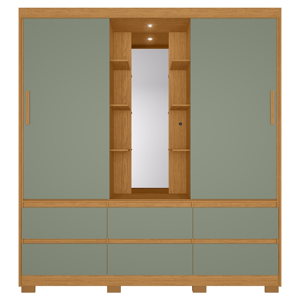 Guarda Roupa Casal 193cm 2 Portas Selene Cinamomo/Sálvia A02 - Mpozenato