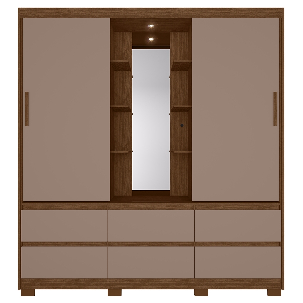 Guarda Roupa Casal 193cm 2 Portas Selene Nogueira/Cappuccino A02 - Mpozenato