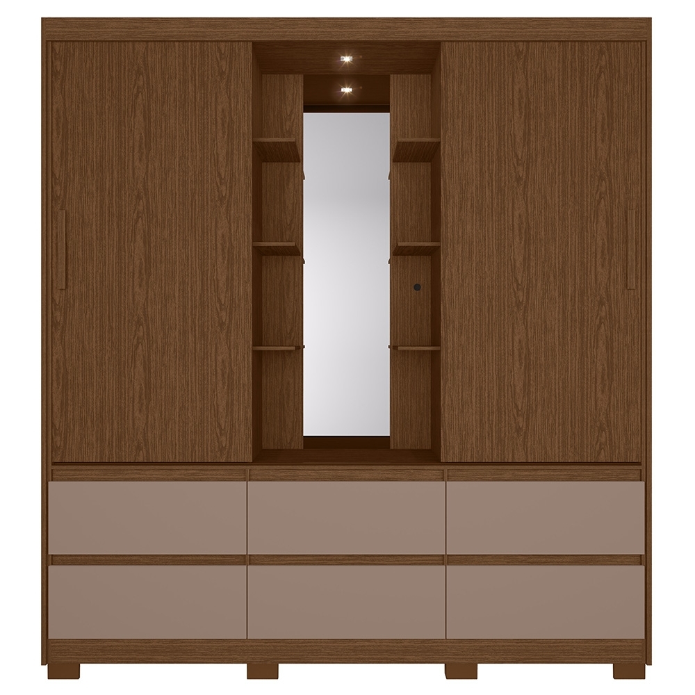 Guarda Roupa Casal 193cm 2 Portas Selene Nogueira/Cappuccino A02 - Mpozenato