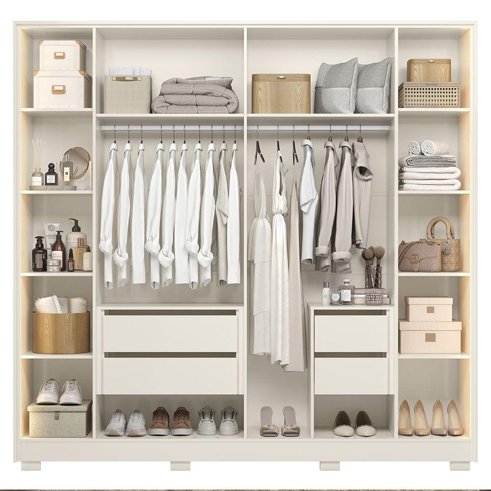 Guarda Roupa Casal 237cm 6 Portas Palermo Off Whitte A02 - Mpozenato