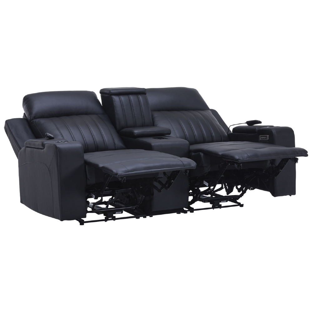 Poltrona Reclinável Cinema 2 Lugares Baú USB PU Moscou Sintético Preto Z57 - Mpozenato