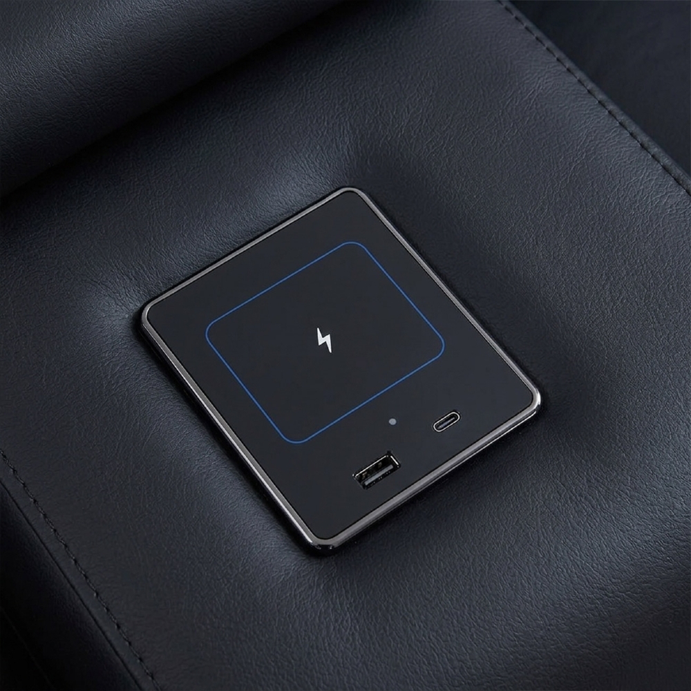 Poltrona Reclinável Cinema 2 e 3 Lugares Baú USB PU Moscou Sintético Preto Z57 - Mpozenato