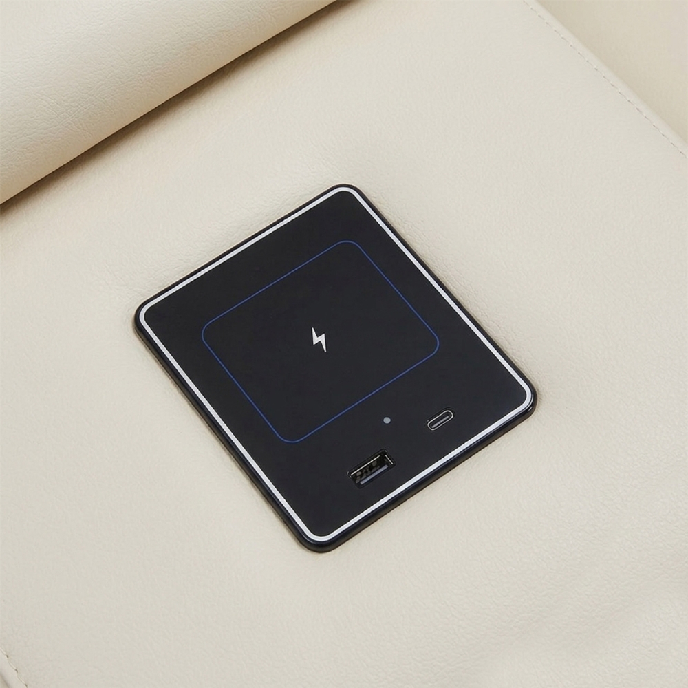 Poltrona Reclinável Cinema 2 e 3 Lugares Baú USB PU Moscou Sintético Bege Z57 - Mpozenato