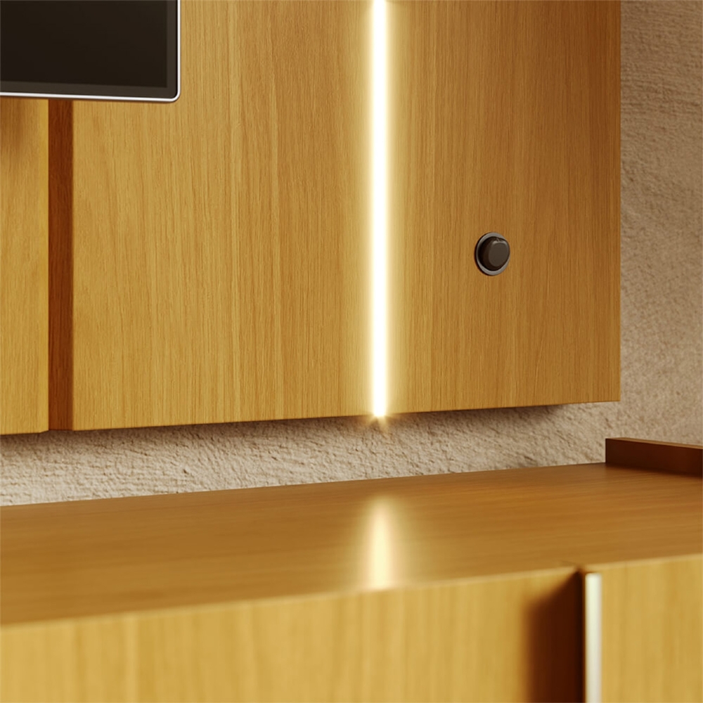Painel TV 75 Pol LED e Rack Sala Pé Metal Gior Naturale C05 - Mpozenato